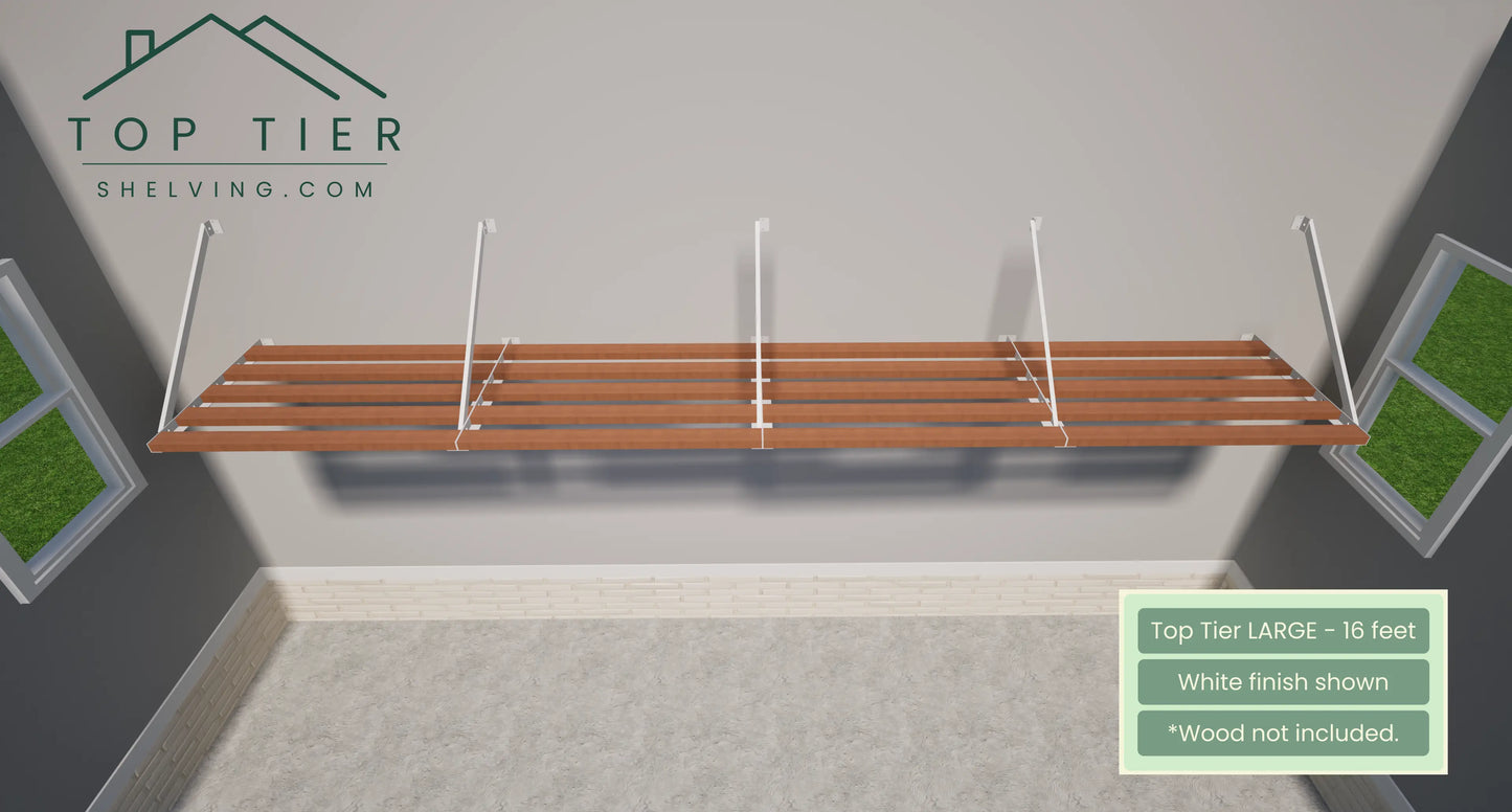 Top Tier Shelving Company Large Garage Storage Shelf 16 feet white