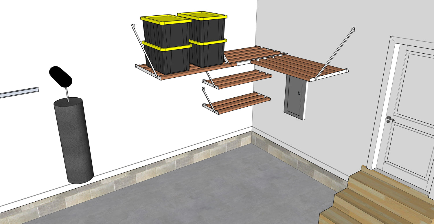 Free garage shelving designs for local installations or DIY customers from Top Tier Shelving company.