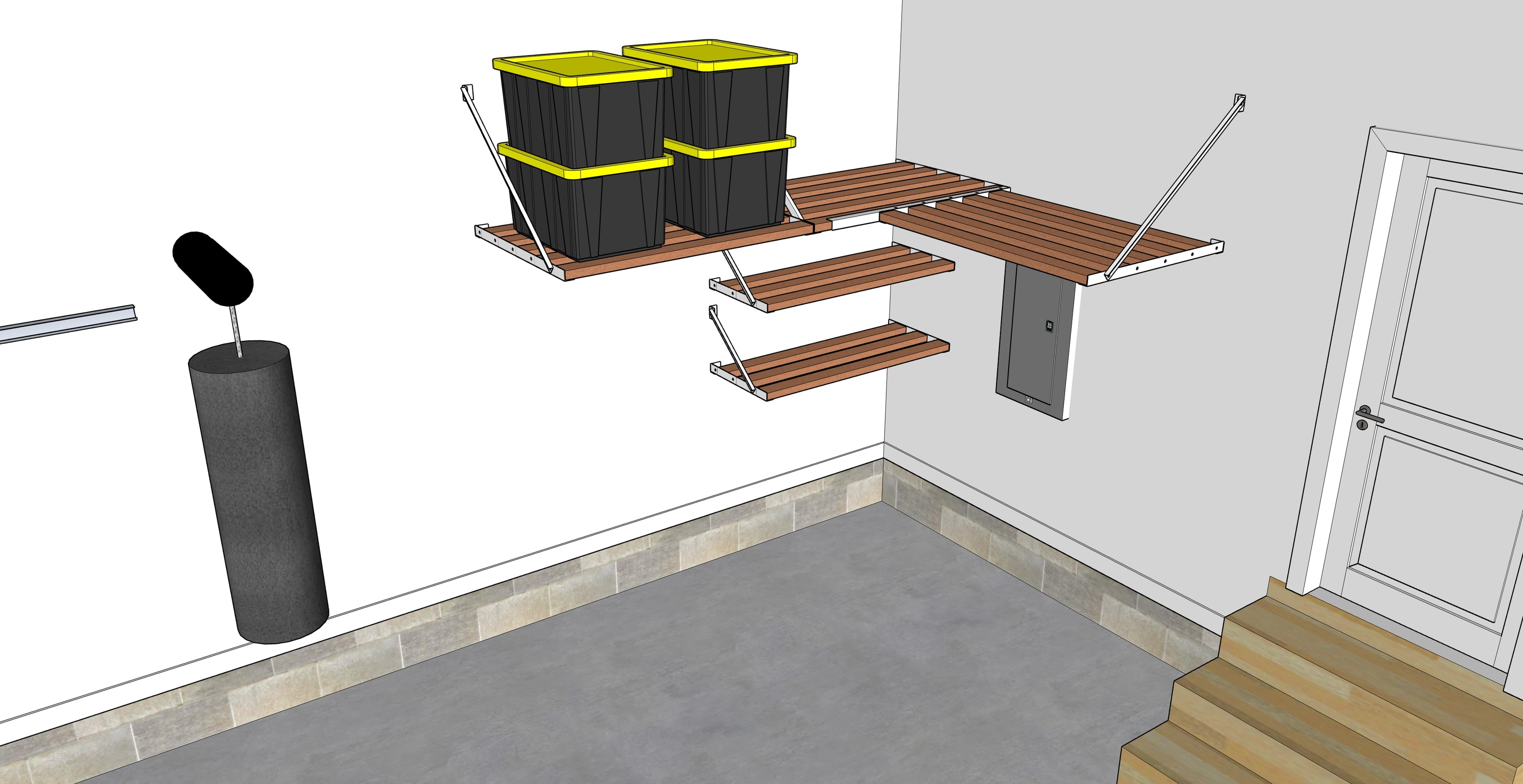 Free garage shelving designs for local installations or DIY customers from Top Tier Shelving company.