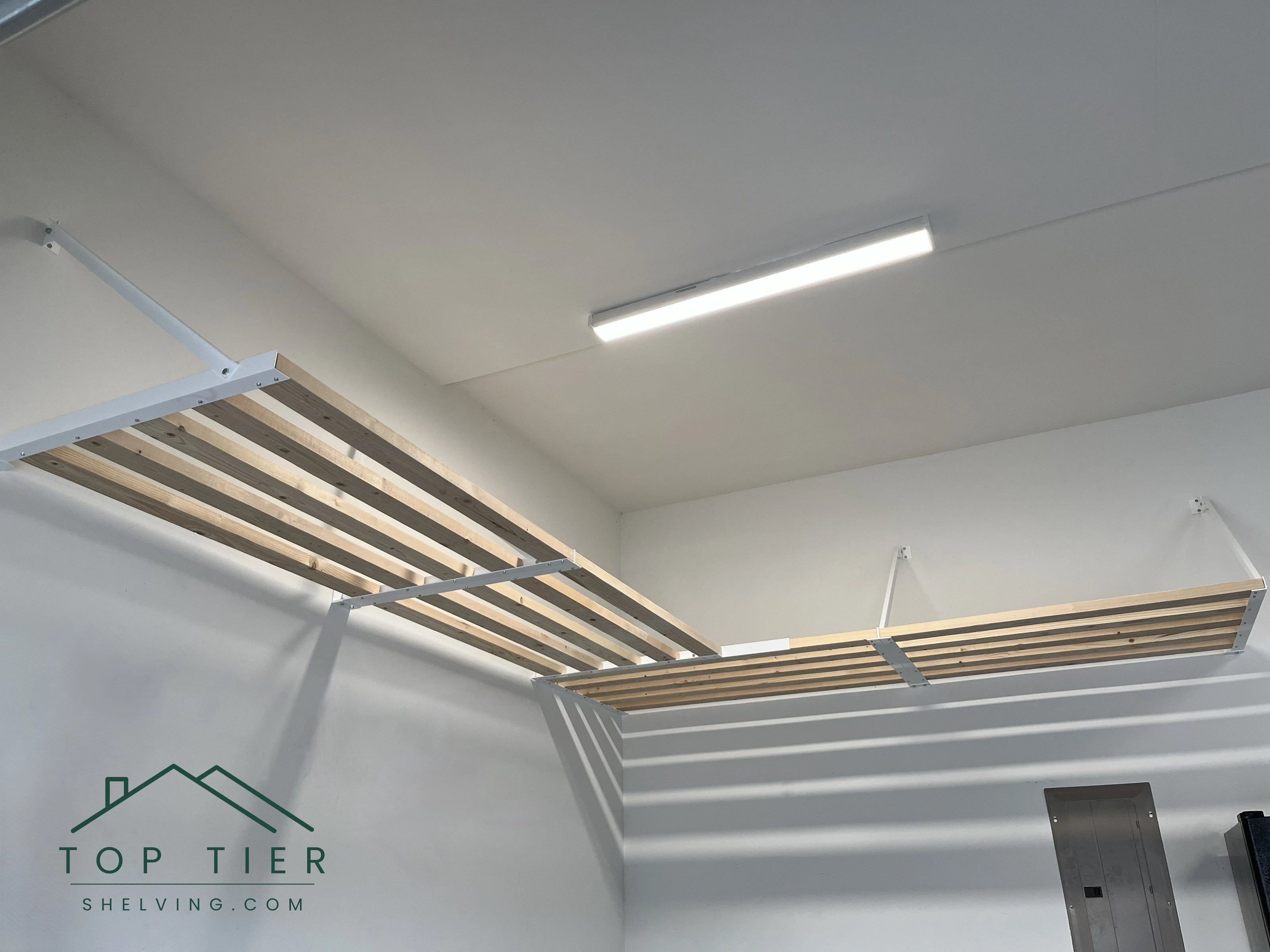 wall-mounted safe garage storage shelving heavy-duty installation in cary North Carolina