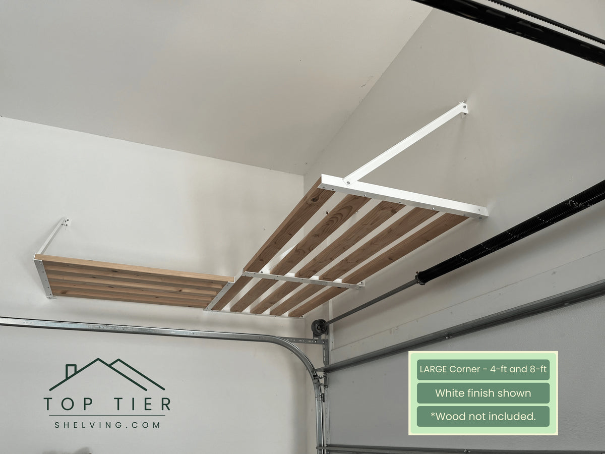corner garage storage white from top tier shelving company 4 feet and 8 feet 