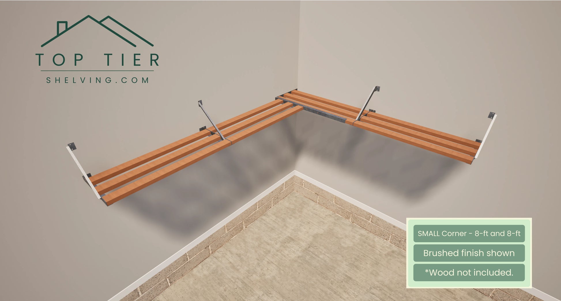 top tier shelving company garage storage small corner 8 feet and 8 feet brushed