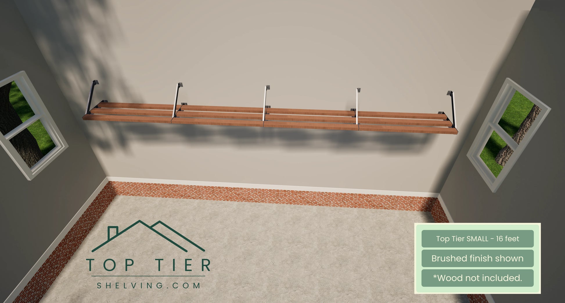 Top Tier Shelving Company Small Garage Storage Shelf 16 feet brushed