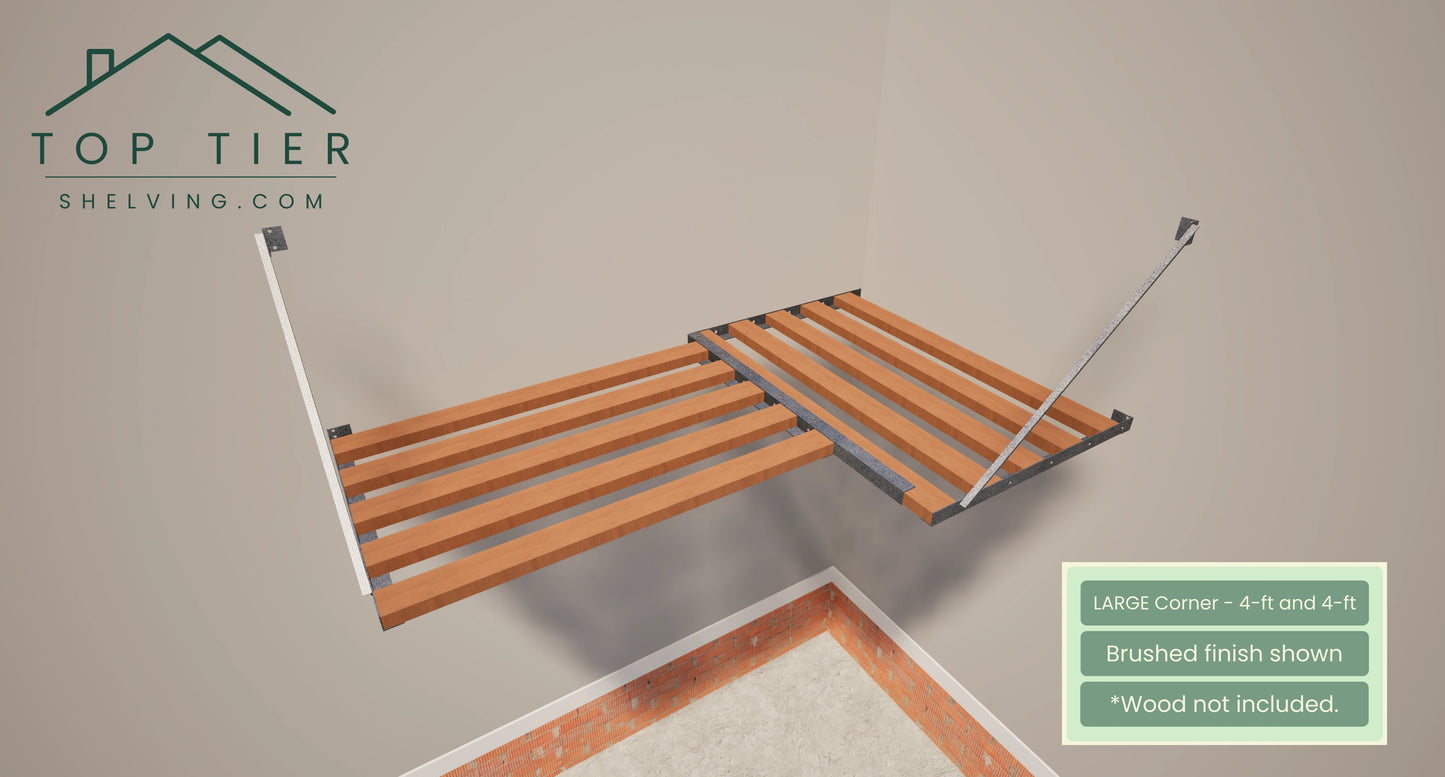 Top Tier Shelving Company Large Corner Shelf 4 feet and 4 feet Garage Storage