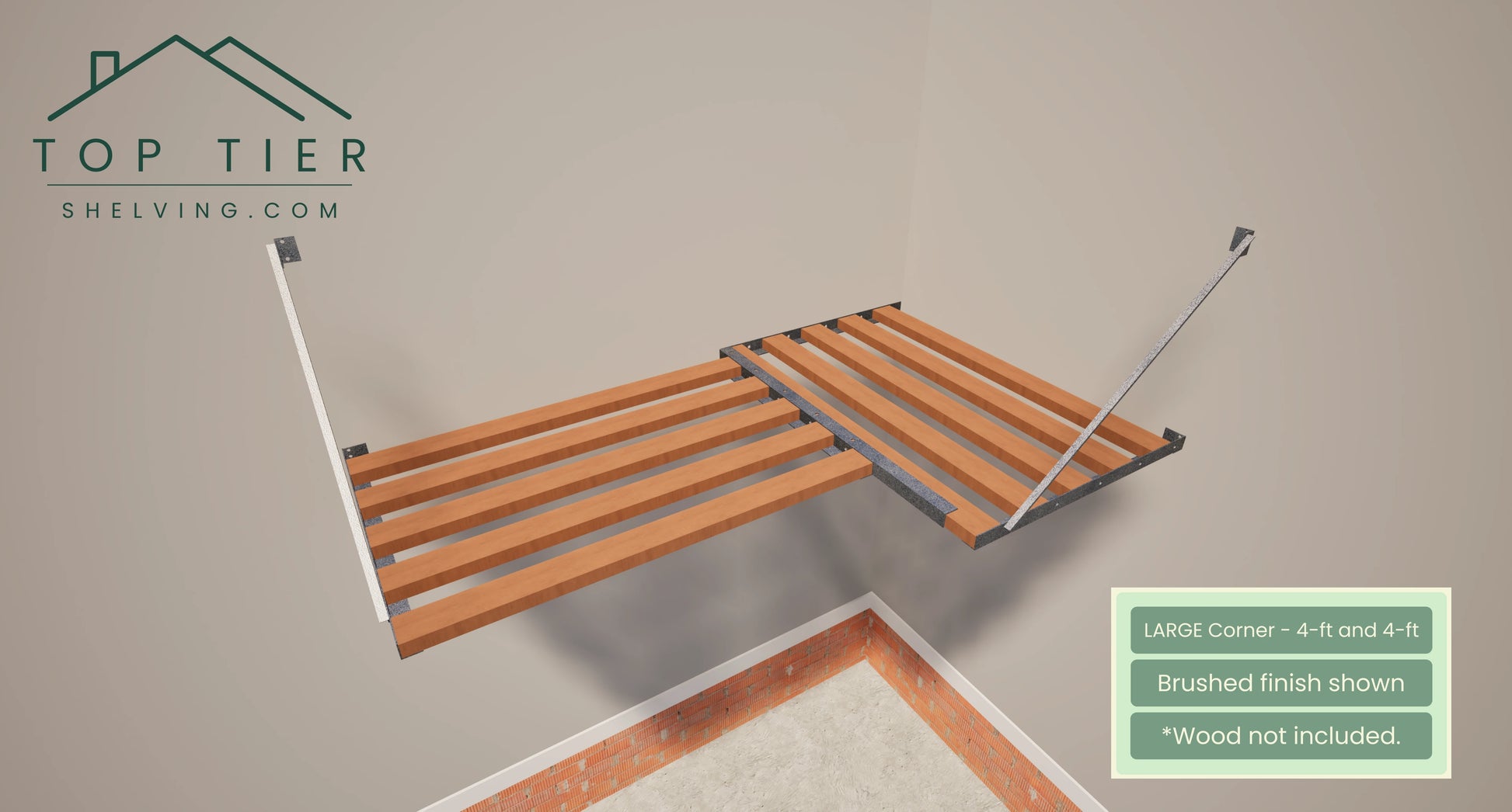 Top Tier Shelving Company Large Corner Shelf 4 feet and 4 feet Garage Storage