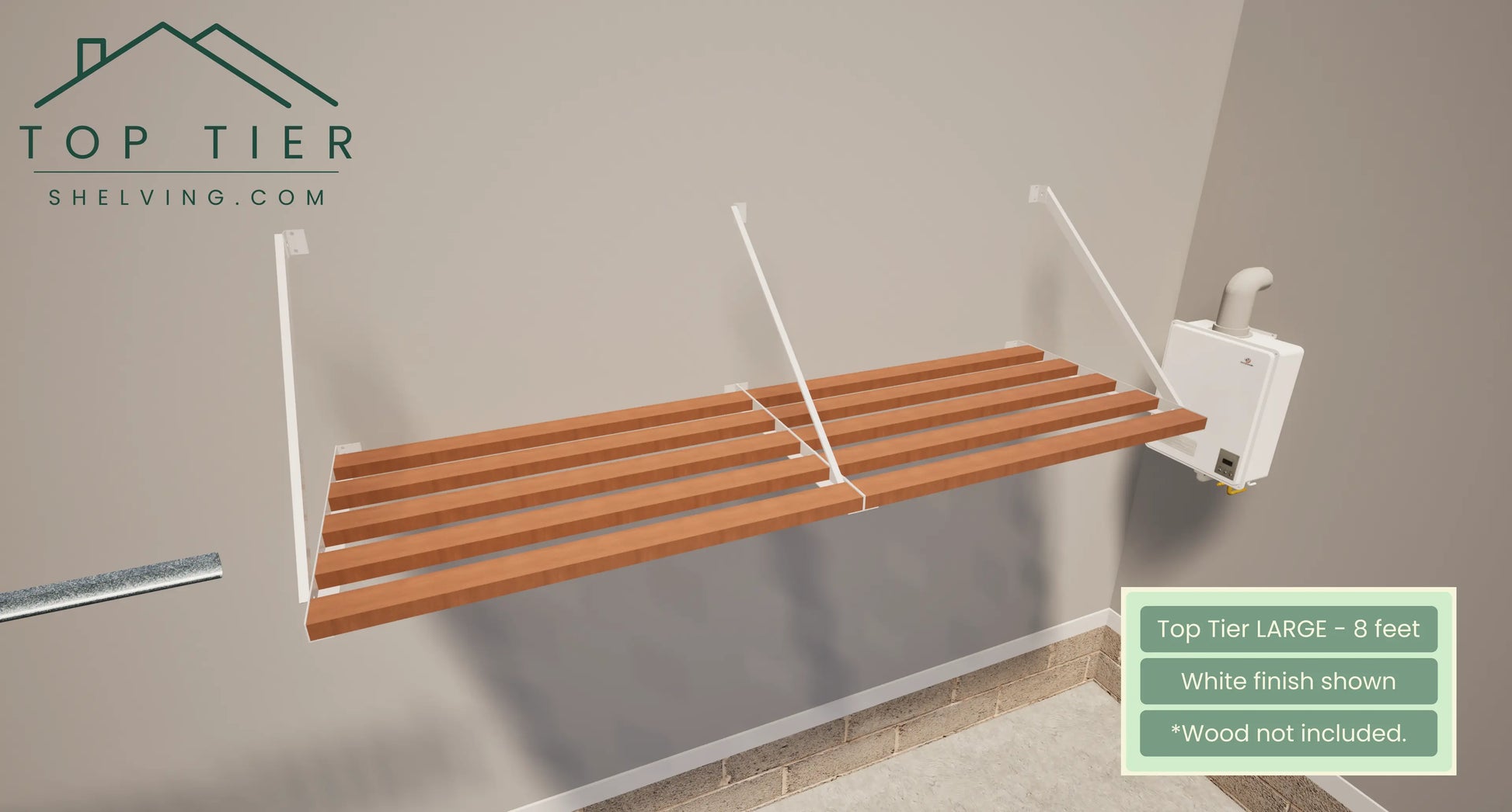 Top Tier Shelving Company Large Garage Storage Shelf 8 feet white