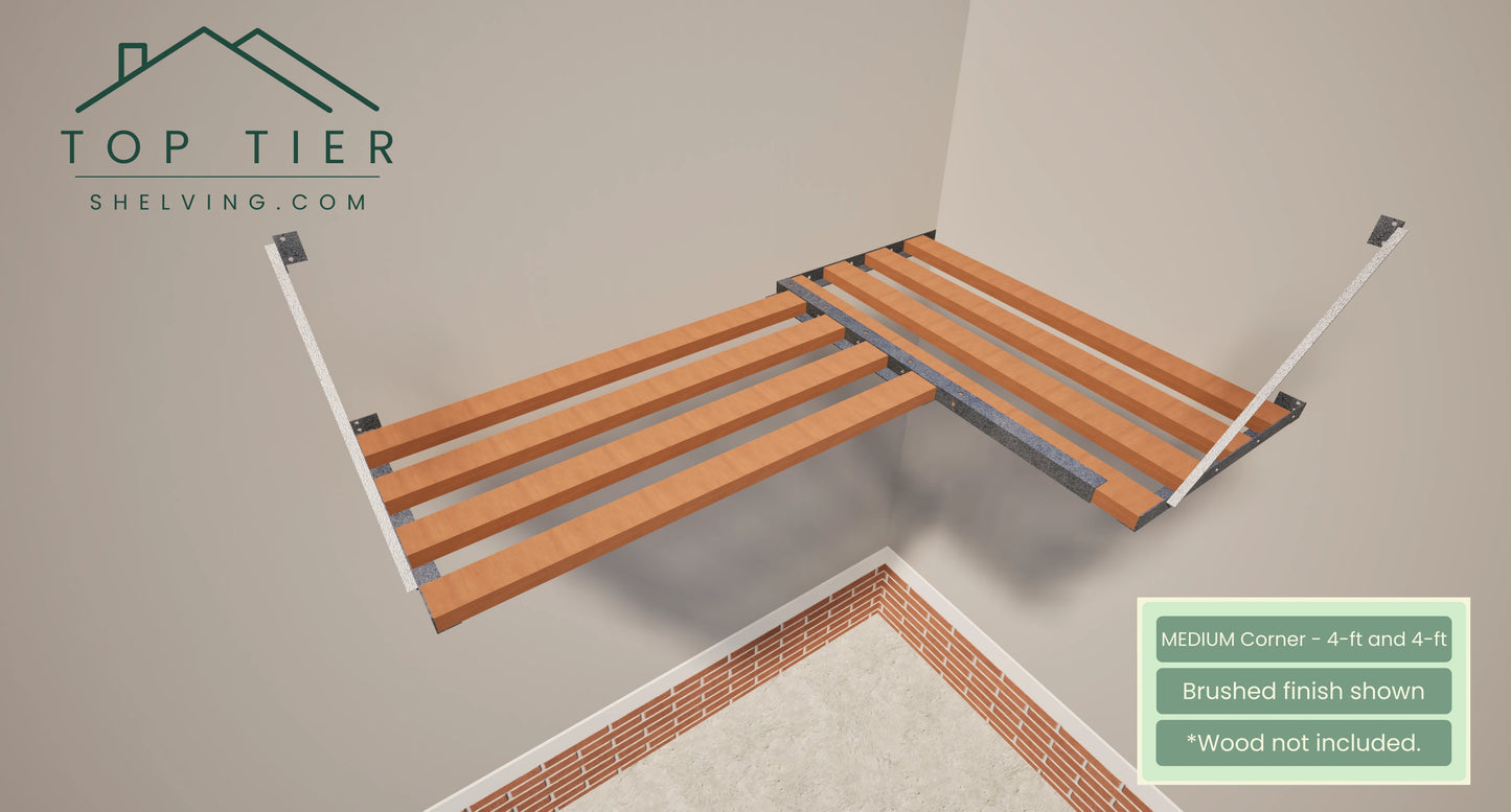 top tier shelving company medium corner shelf 4 feet and 4 feet brushed