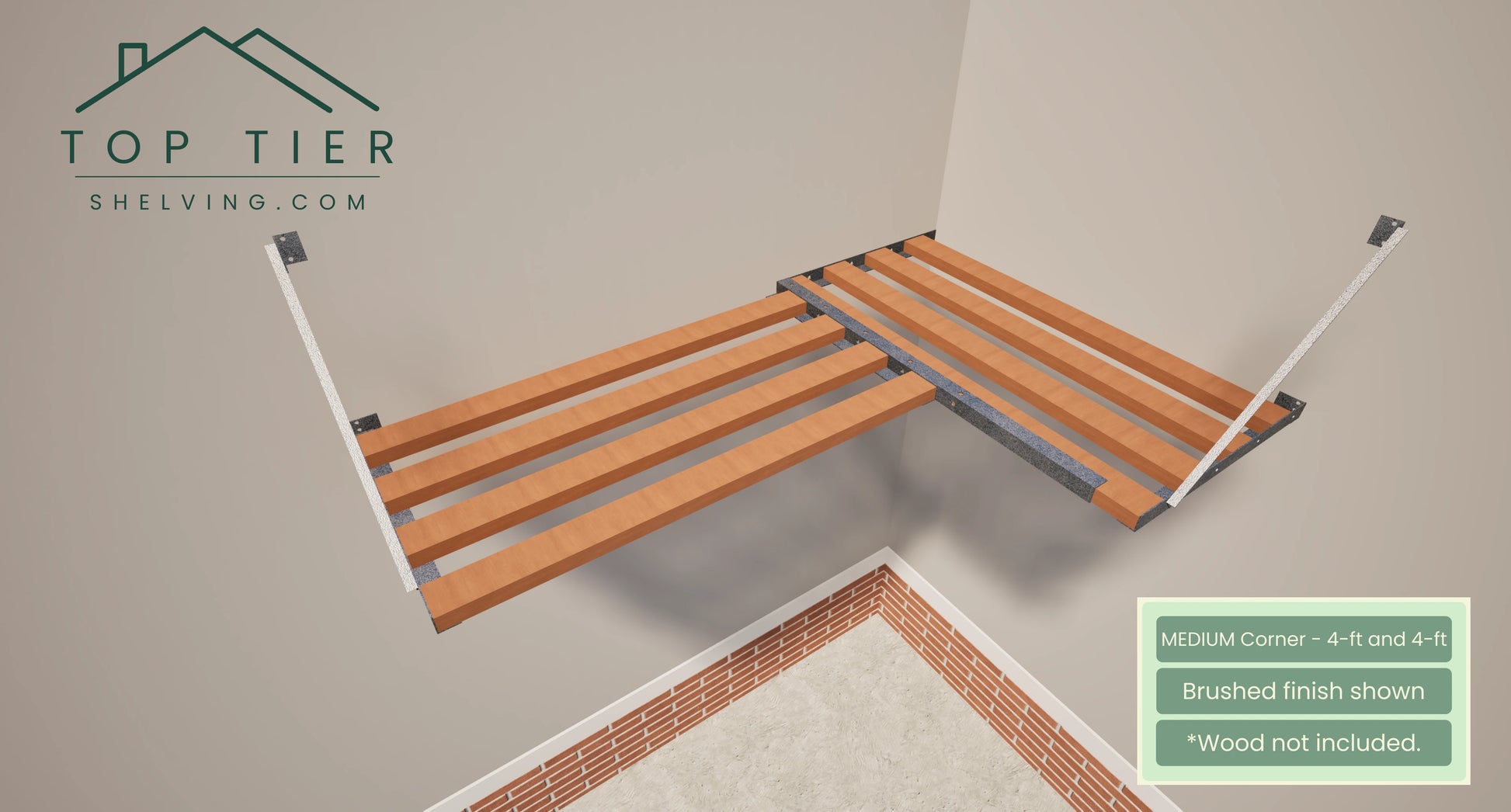 top tier shelving company medium corner shelf 4 feet and 4 feet brushed