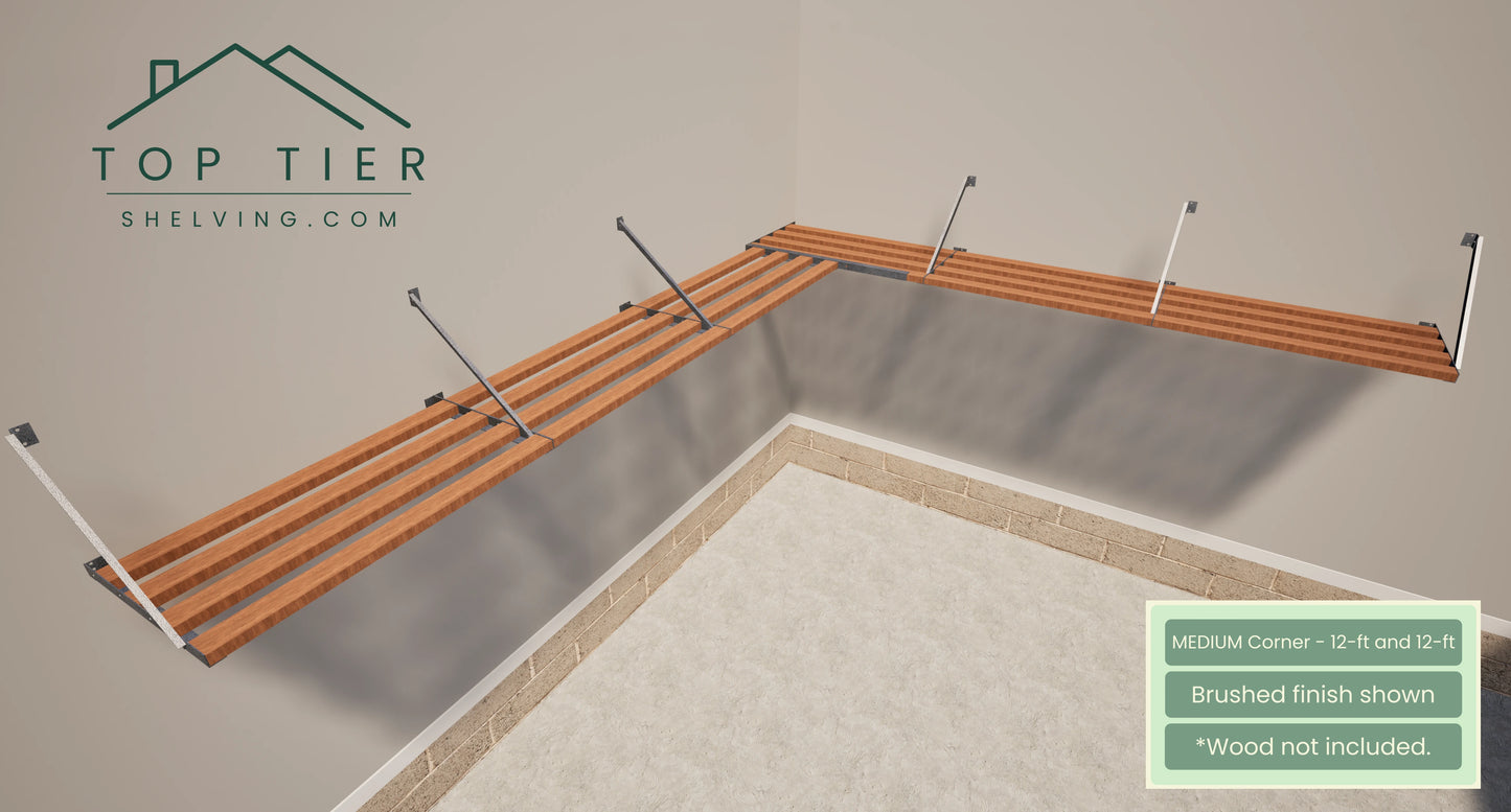 top tier shelving company medium corner shelf 12 feet and 12 feet brushed