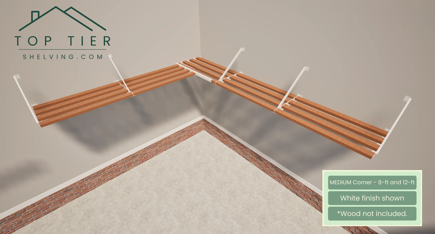 Top Tier Shelving Company Medium Corner Garage Storage Shelf 8 feet and 12 feet white finish