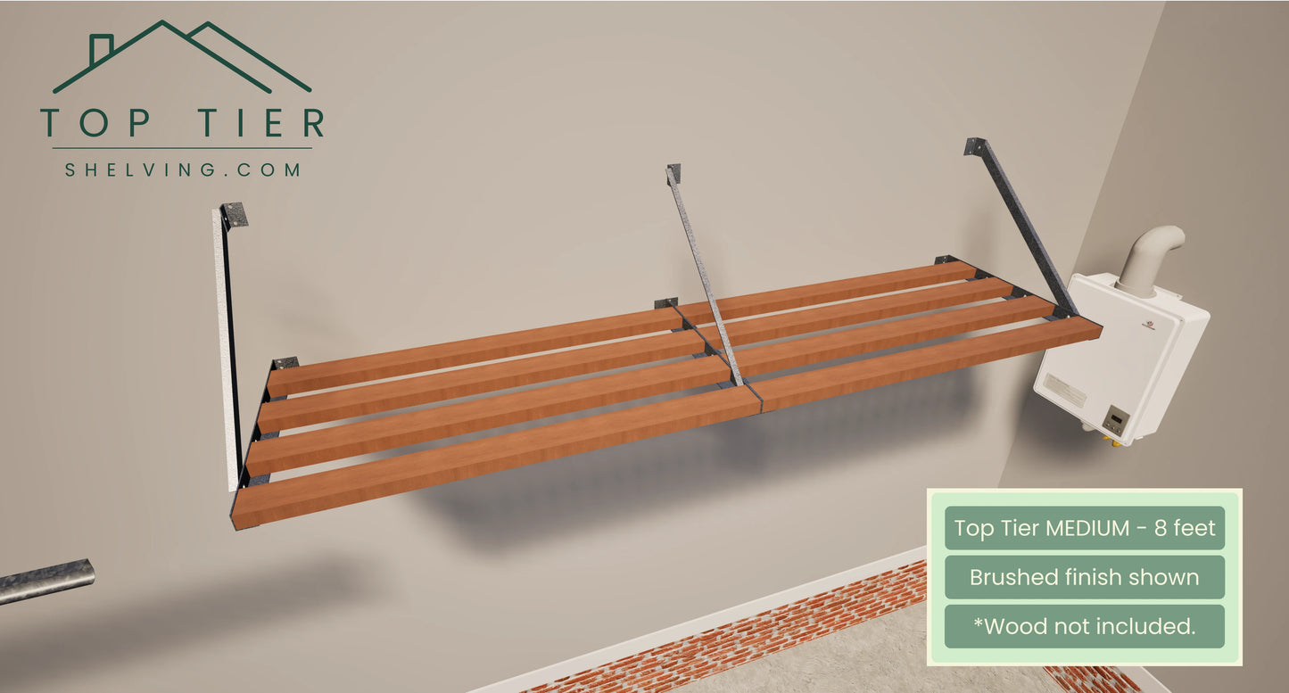 Top Tier Shelving Company Medium Garage Storage Shelf 8 feet Brushed