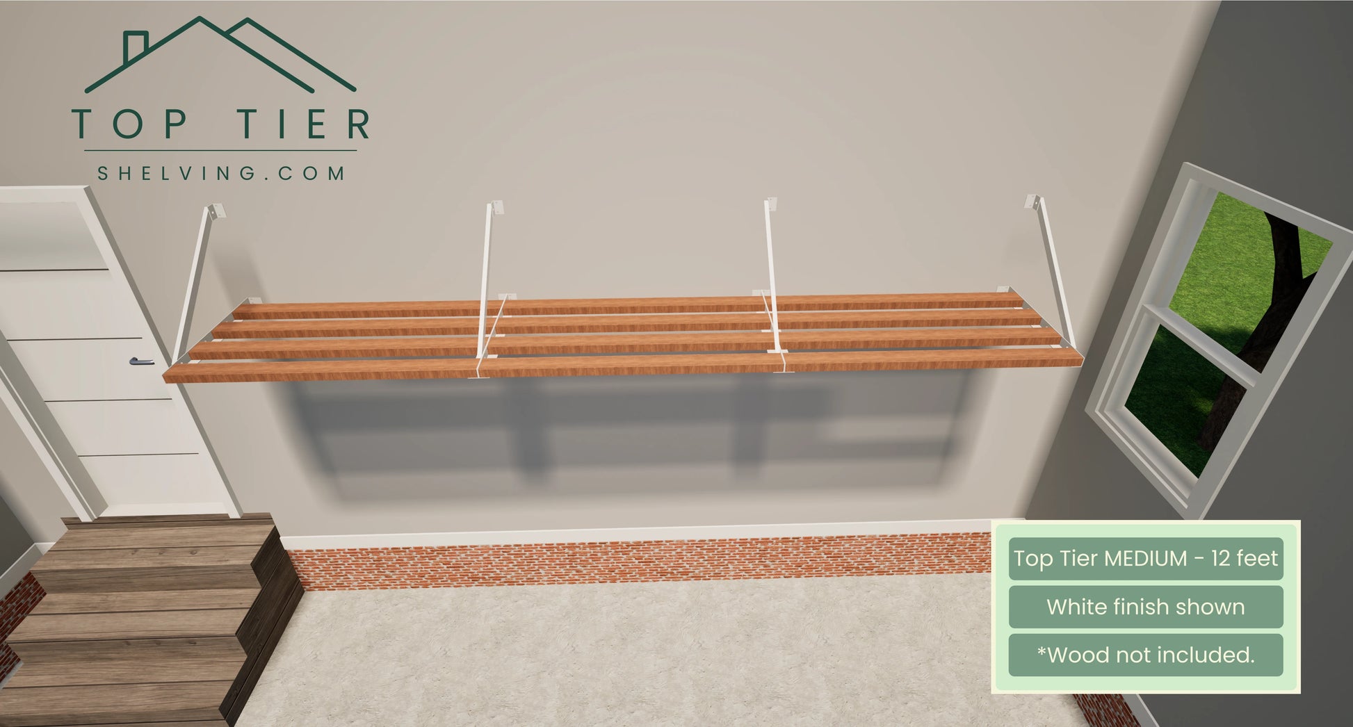 Top Tier Shelving Company Medium Garage Storage Shelf 12 feet white