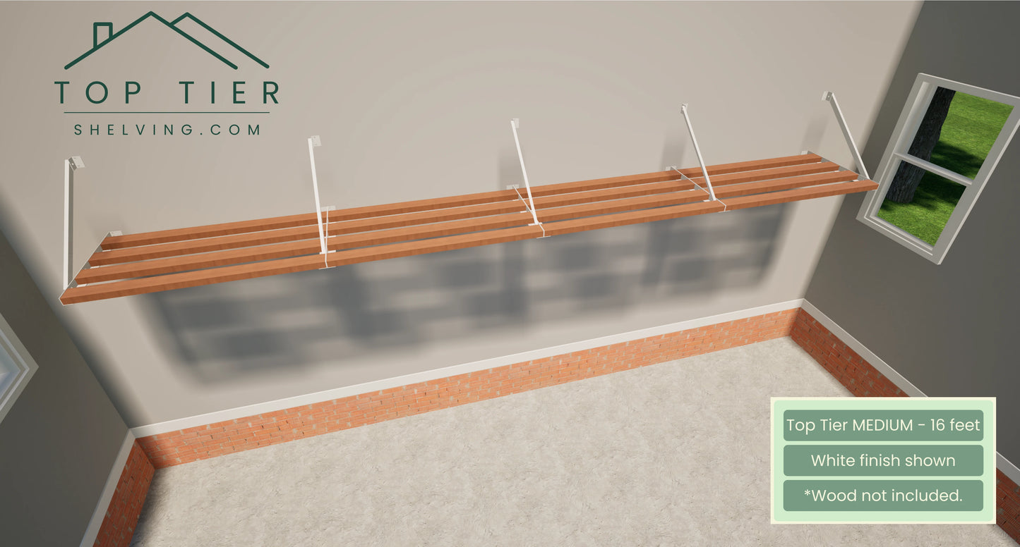 Top Tier Shelving Company Medium Garage Storage Shelf 16 feet white