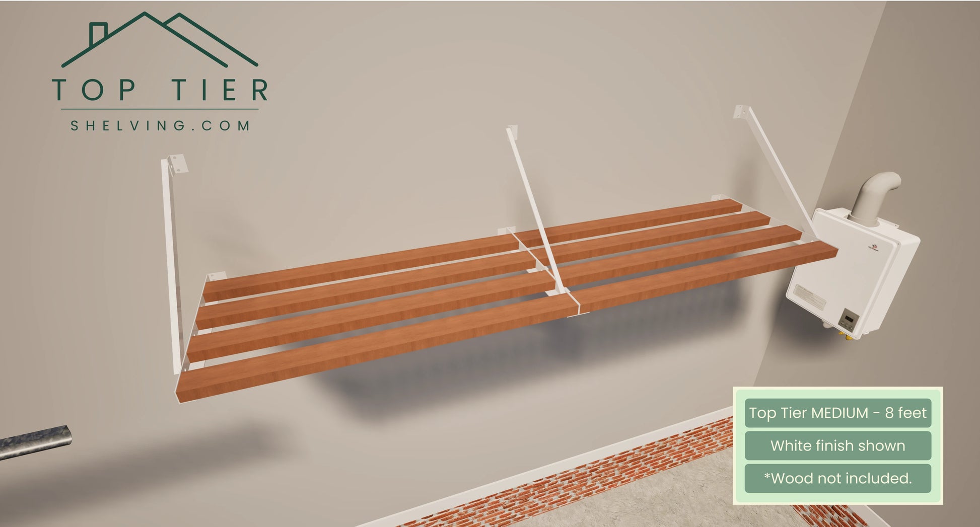 Top Tier Shelving Company Medium Garage Storage Shelf 8 feet white