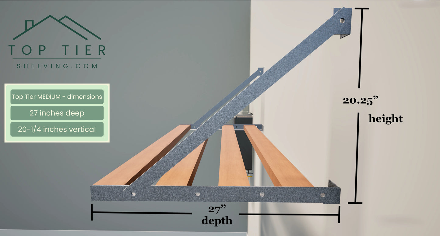 Top Tier Medium Garage Storage Shelf Dimensions depth and vertical height