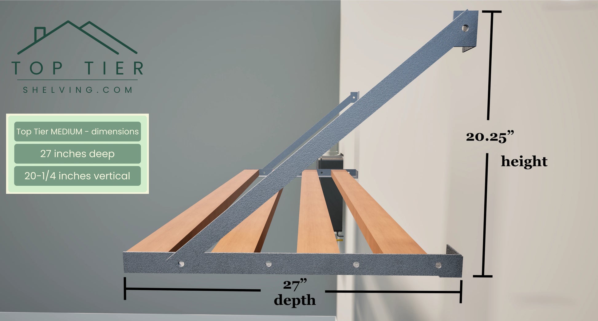 Top Tier Medium Garage Storage Shelf Dimensions depth and vertical height