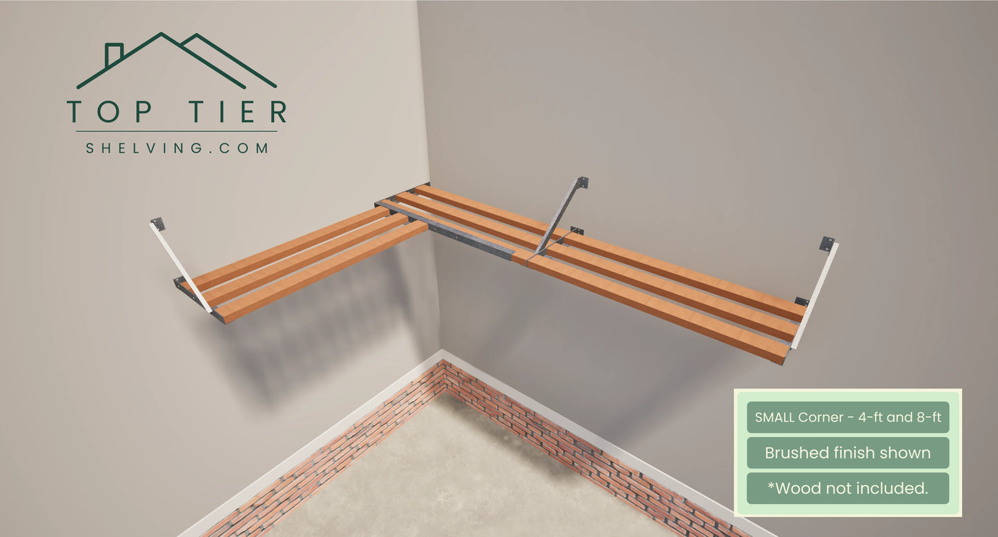 top tier shelving company garage storage small corner 4 feet and 4 feet brushed