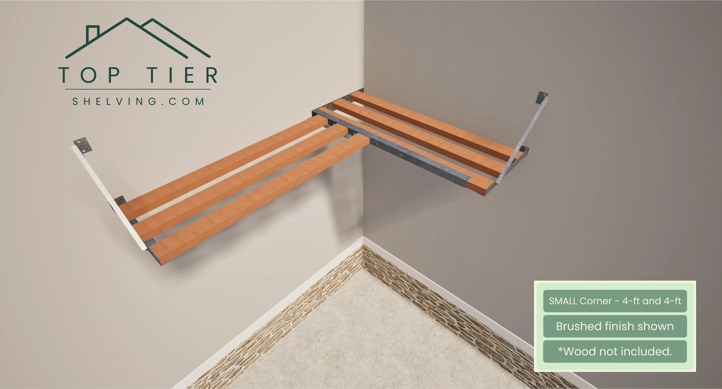 top tier shelving company garage storage small corner 4 feet and 4 feet brushed