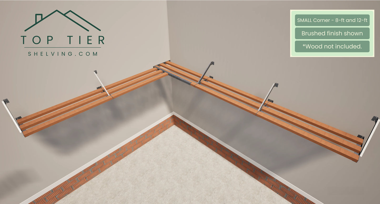 top tier shelving company garage storage small corner 8 feet and 12 feet brushed