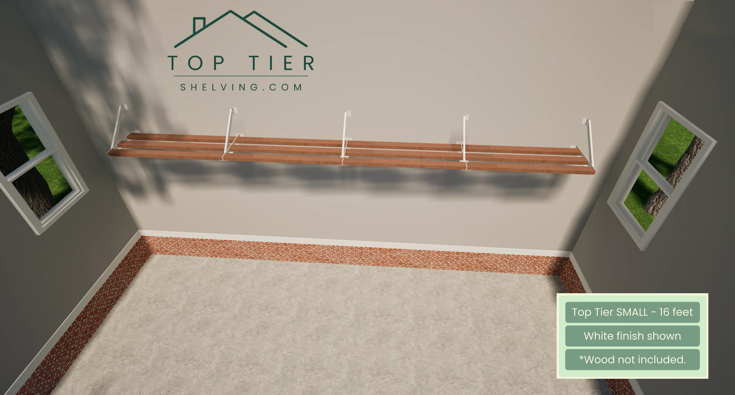 Top Tier Shelving Company Small Garage Storage Shelf 16 feet white