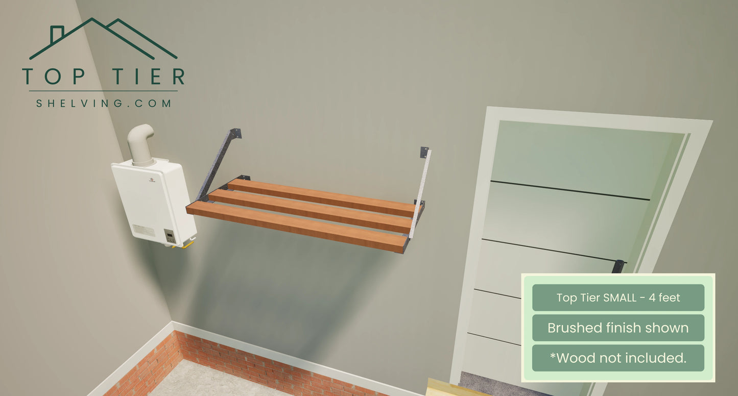 Top Tier Shelving Co Small Garage Storage Shelf 4 feet brushed