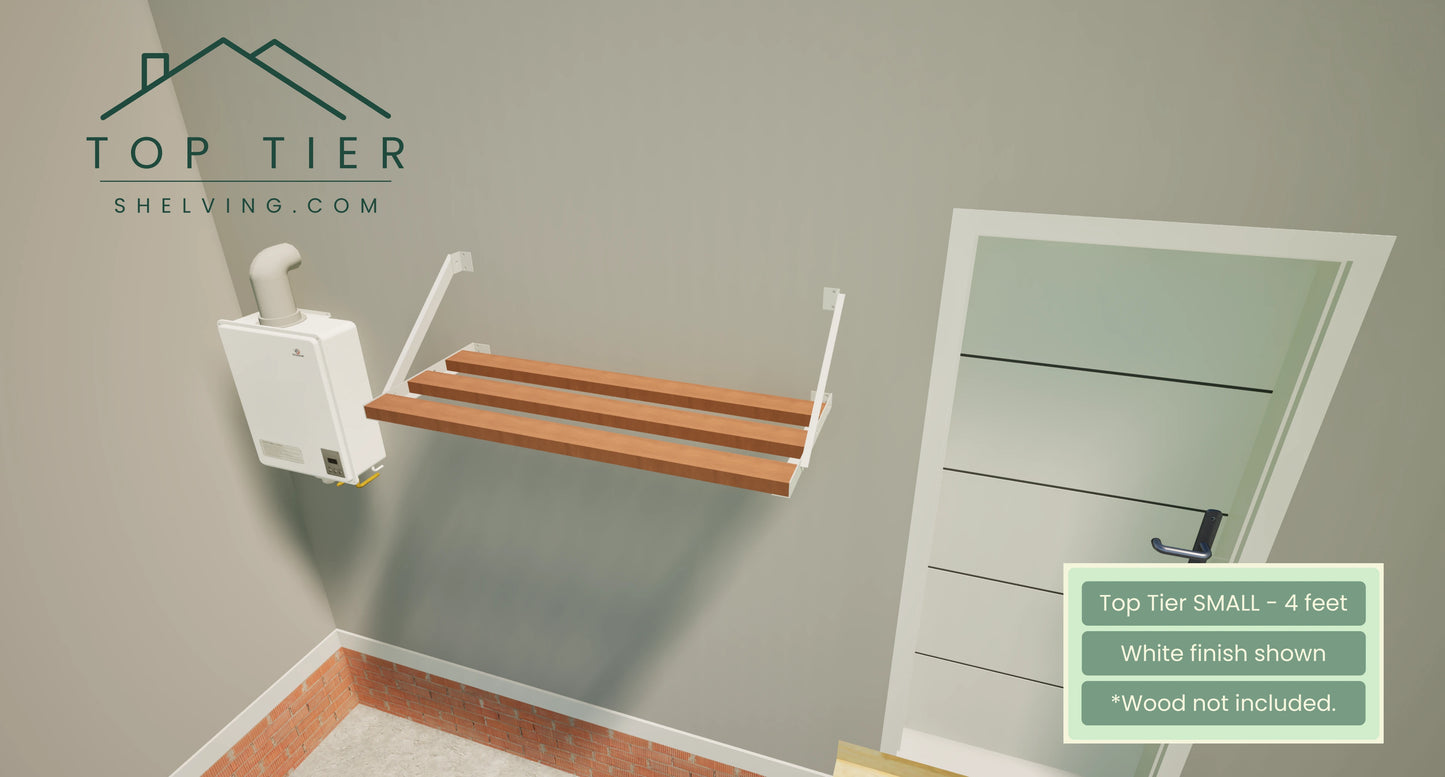 Top Tier Shelving Company Small Garage Storage Shelf 4 feet white