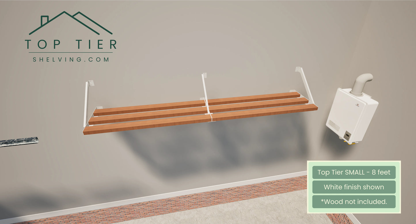 Top Tier Shelving Company Small Garage Storage Shelf 8 feet white