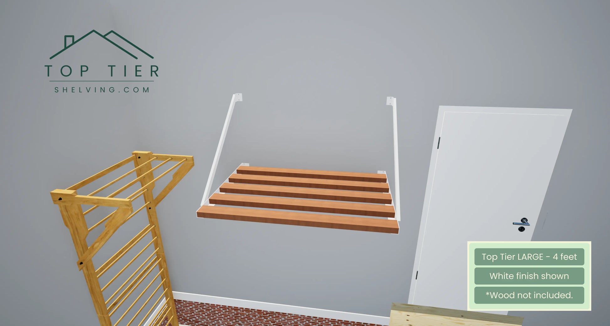 Top Tier Shelving Company Large Garage Storage Shelf 4 feet white